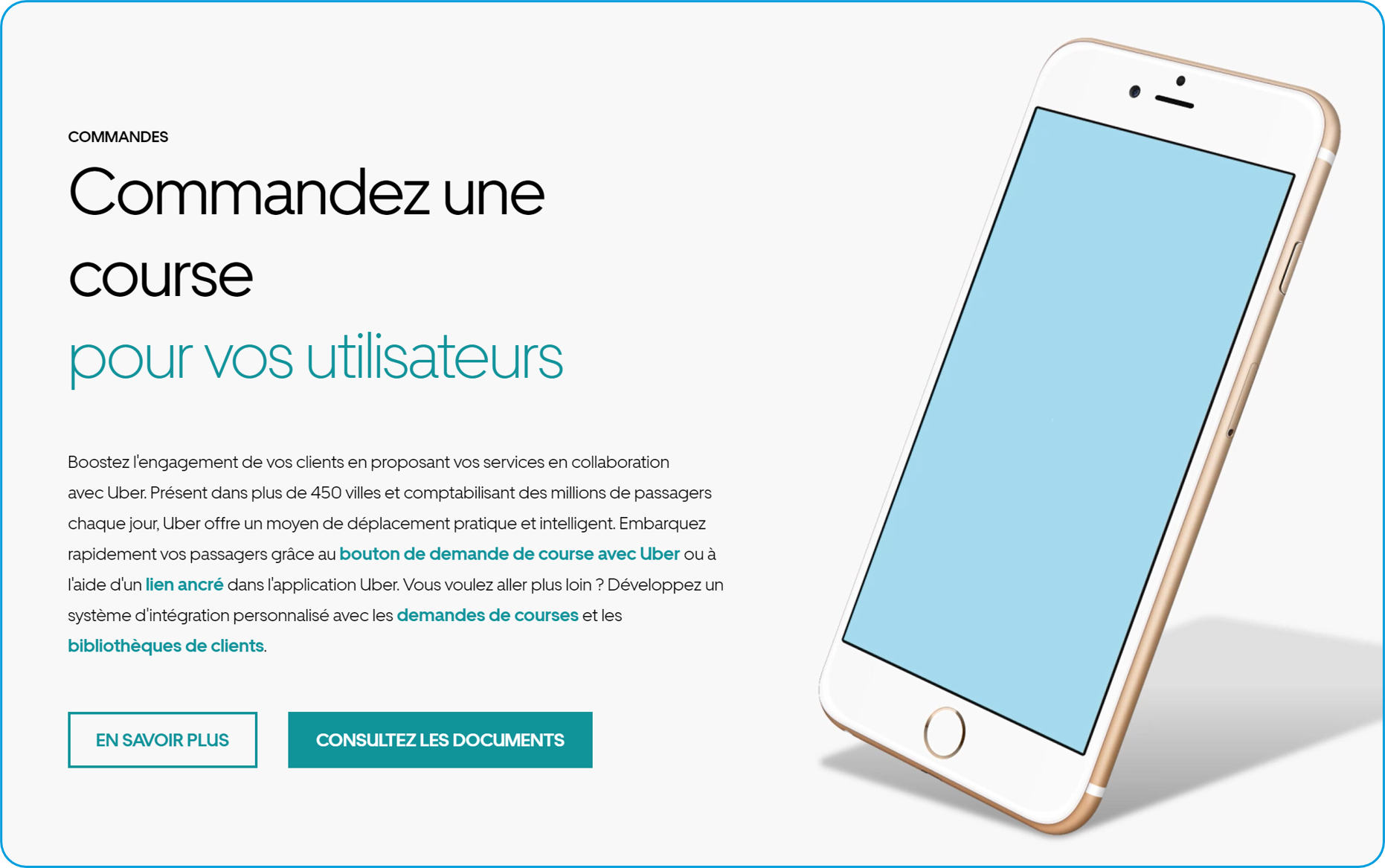 Fig.6 - Uber propose une API pour s’intégrer à d’autres applications